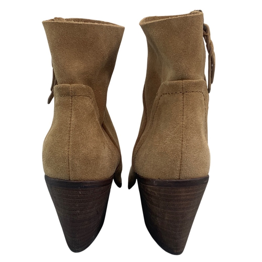 Splendid Womens Tan Suede Western Ankle Boots Pointed Toe Tassel Zip Size 10 - Picture 3 of 6